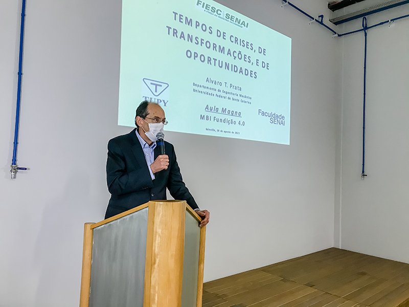 Prof. Alvaro T. Prata, na aula Magna do curso MBI Fundição 4.0.